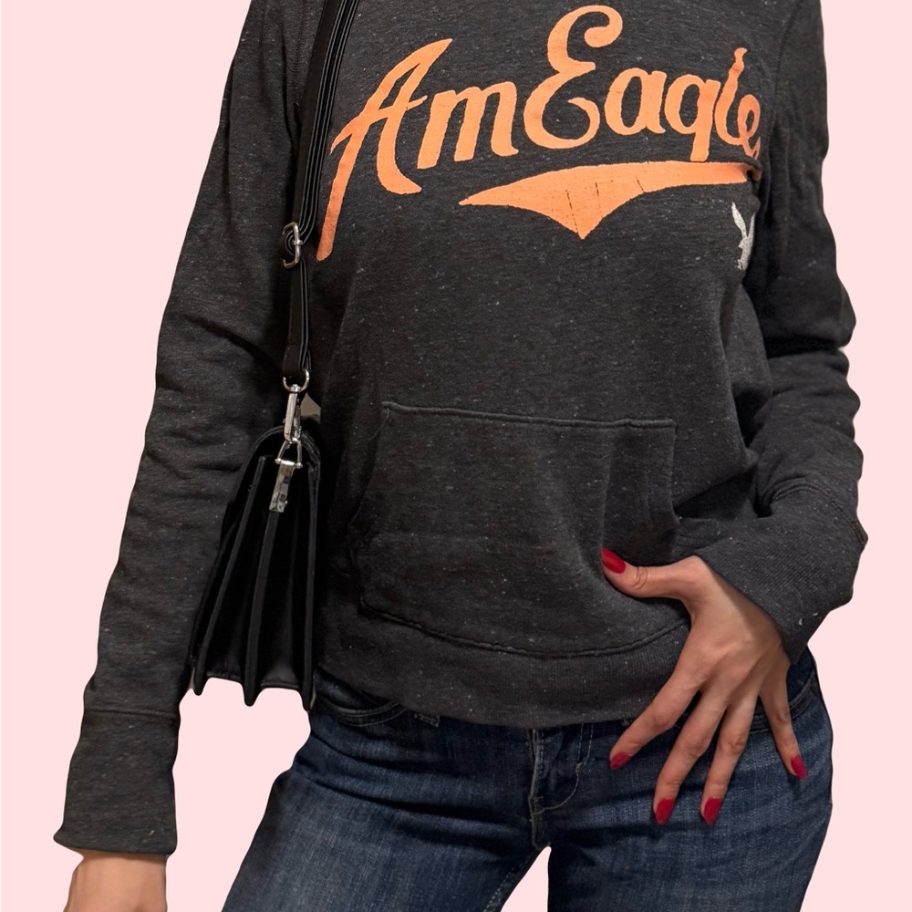 American Eagle Outfitters Charcoal and Orange Hoodie